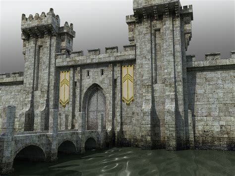 medieval castle gatehouse towers dxf