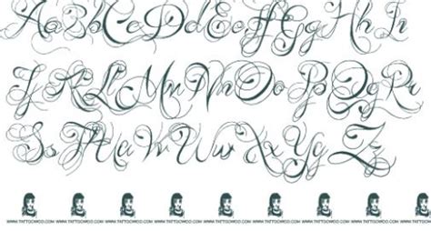 Cursive Fonts Alphabet for Tattoo Lettering