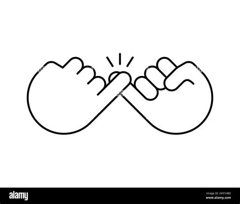 Pinky promise line icon finger vector trustworthy swear cooperation ...