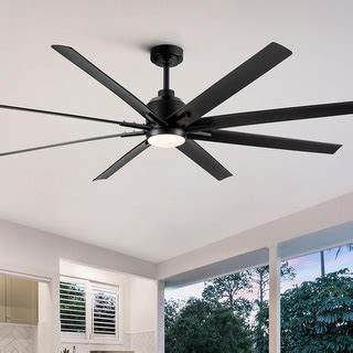 72-Inch Ceiling Fan with Integrated LED Light and Black ABS Blades ...