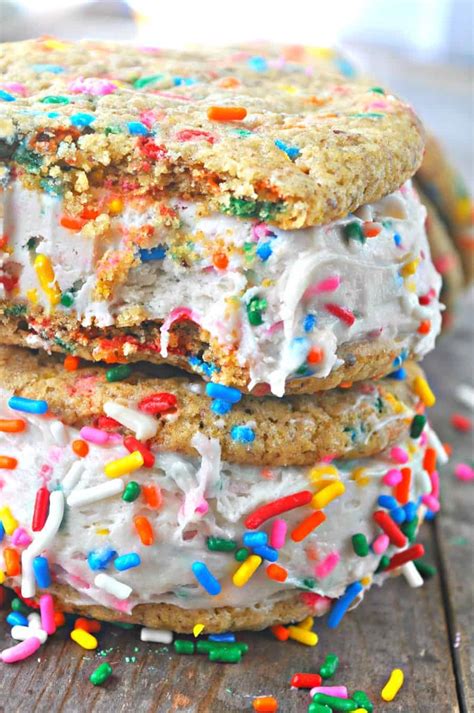 Vegan Birthday Cake Ice Cream Sandwiches - Rabbit and Wolves