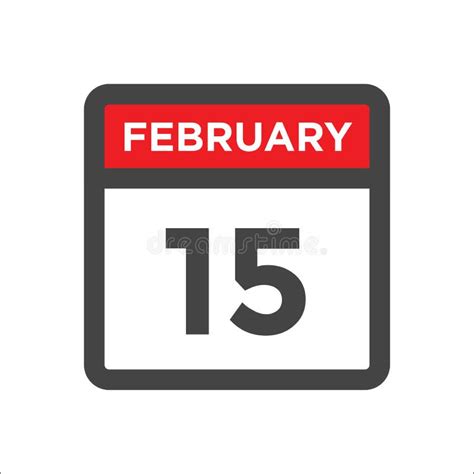 February 15th. Day 15 Of Month,Simple Calendar Icon On White Background ...