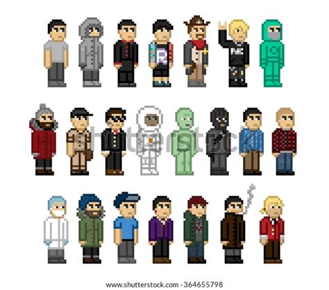 Set Pixel Art Characters: vector de stock (libre de regalías) 364655798 ...