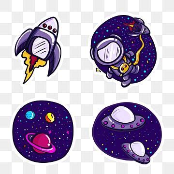 Cute Sticker Design Vector Art PNG, Cute Space Stickers Collection ...