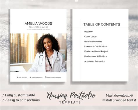 Nursing Portfolio Template Simple Modern Registered Nurse - Etsy ...