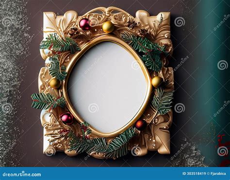 Gold Frame with Christmas Decoration Stock Illustration - Illustration ...