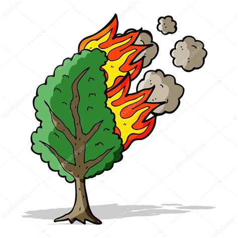 Cartoon burning tree ⬇ Vector Image by © lineartestpilot | Vector Stock ...