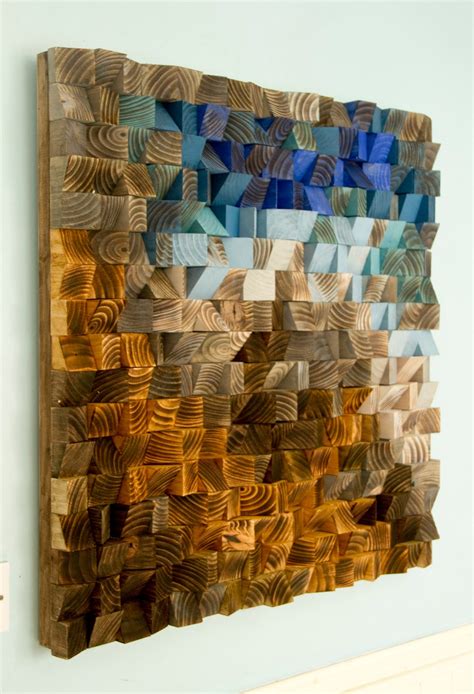 Wood wall Art Large, rustic wood art, wood mosaic, geometric wall art ...