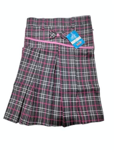 Cotton Multicolor Girls School Uniform Skirt, Medium, Age Group: 9 To ...