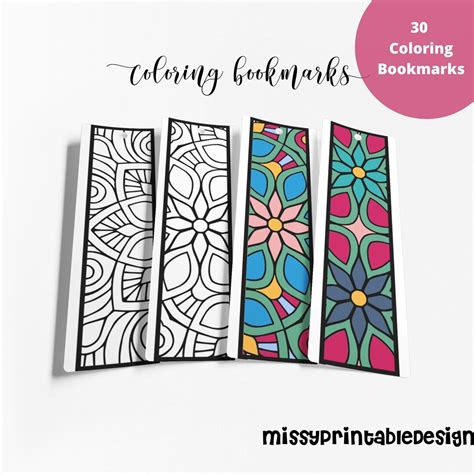 Printable Mandala Coloring Bookmarks set of 30 Mandala - Etsy