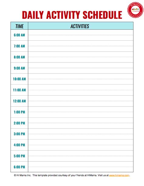 Daycare Daily Schedule Template Daily Routine Schedule, Daily Schedule ...