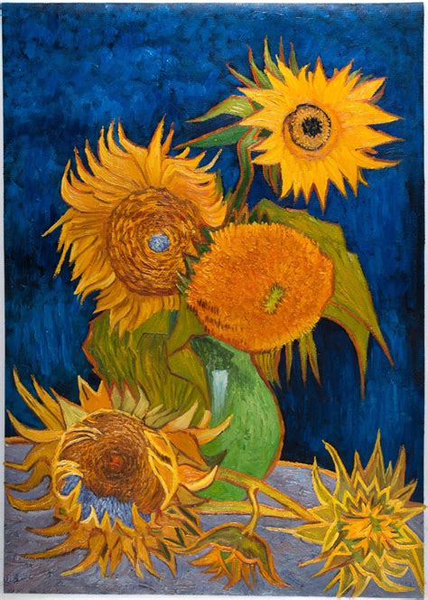 Vase with Five Sunflowers Van Gogh reproduction | Van Gogh Studio