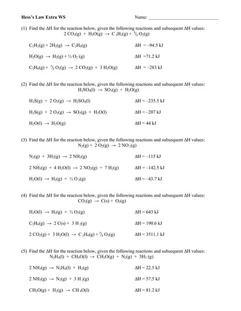 30++ Hess's Law Worksheet Answers – Worksheets Decoomo