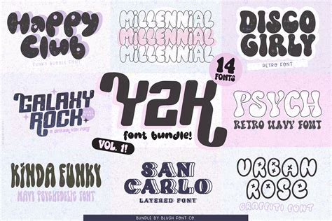 Y2K FONT BUNDLE - Retro Fonts By Blush Font Co. | TheHungryJPEG