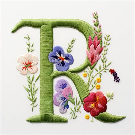 Premium AI Image | The letter r is decorated with flowers and leaves ...