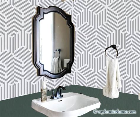 Tips for Using a Bathroom Wall Stencil for under $55 - My Homier Home