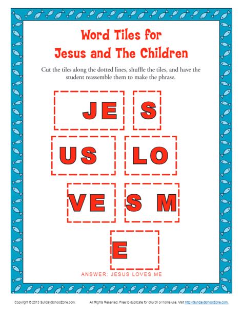 Jesus and the Children Word Tiles | Bible Activities for Kids