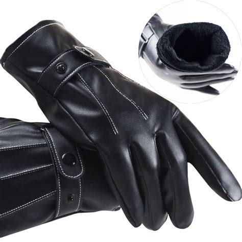 Mens Fitted Real Leather Touch-Screen Gloves with Racing Driving Gloves ...