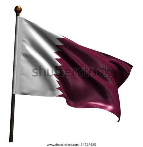 Flag Qatar High Resolution 3d Render Stock Illustration 34724425