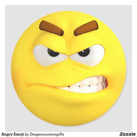 Angry Emoji Classic Round Sticker | Zazzle | Funny emoji faces, Angry ...