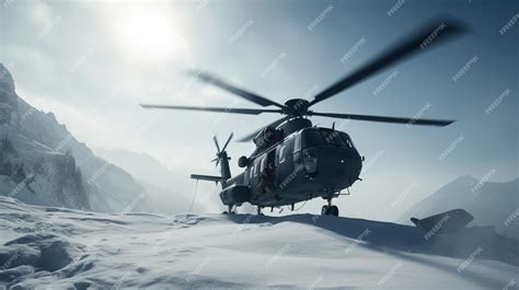 Premium AI Image | Photo of sea king military helicopter landing on the ...