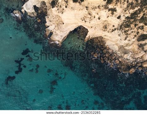 Aerial Top View Rocky Beach Blue Stock Photo 2136312281 | Shutterstock