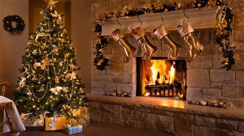 Classic Christmas Music with a Fireplace and Beautiful Background (2 ...