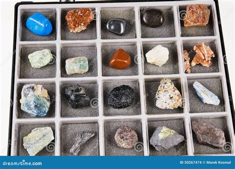 Set, a Collection of Minerals in the Box Stock Photo - Image of geode ...