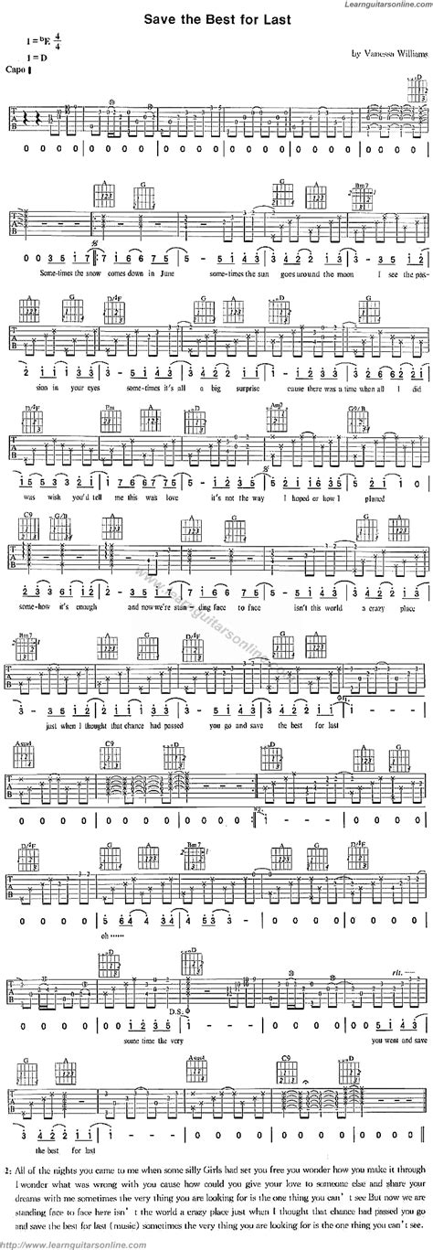 Save The Best For Last by Vanessa Williams Guitar Tabs Chords Sheet ...