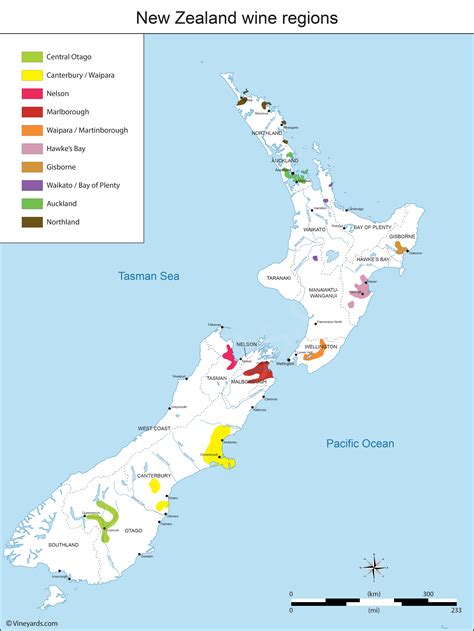 New Zealand Map of Vineyards Wine Regions