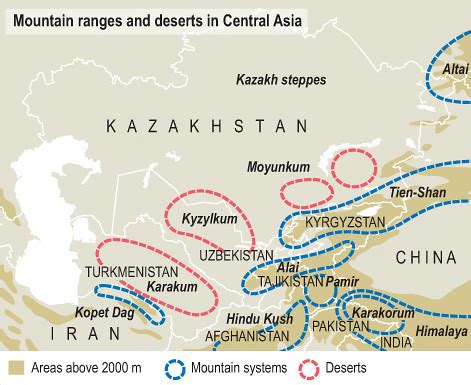 Mountain Ranges In Asia Map - Cities And Towns Map