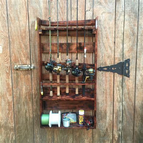 Wooden Fishing Rod Holder // Fishing Rod Storage // Wall