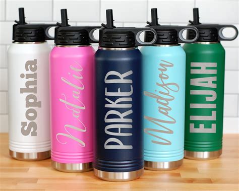 Engraved Water Bottles With Straw, Personalized Insulated Water Bottle ...