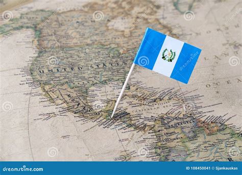 Guatemala flag pin on map stock image. Image of explore - 108450041