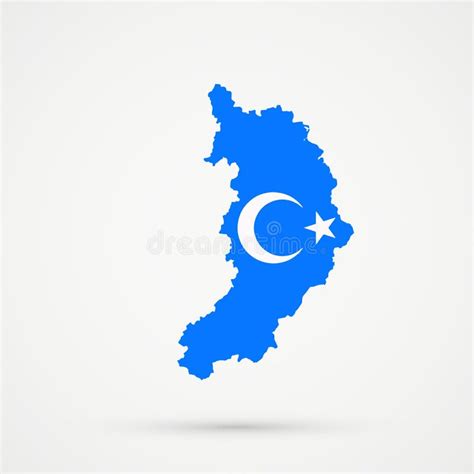 Republic of Khakassia Map in Xinjiang Flag Colors, Editable Vector ...