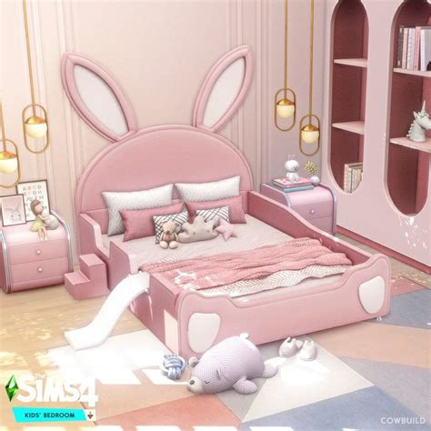 June 2021 Set - Kids' Bedroom | Cowbuild | Sims 4 bedroom, Sims 4 beds ...