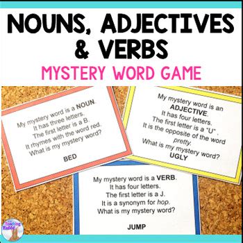 Nouns, Verbs and Adjectives Game by The Teaching Rabbit | TPT