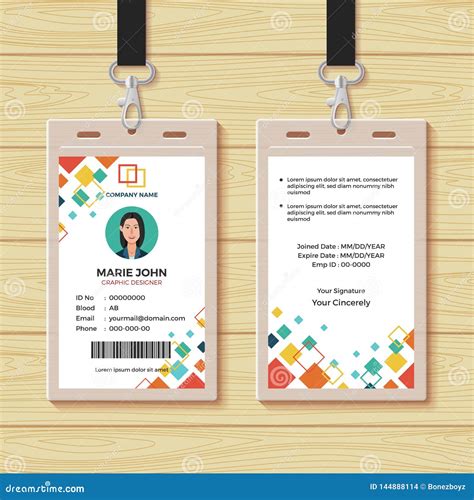 Creative ID Card Design Template Stock Vector - Illustration of lanyard ...