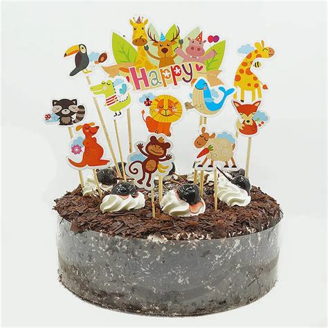 1 Set Party Zoo Cake Toppers Animal Cupcake Picks Cases Petting Zoo ...