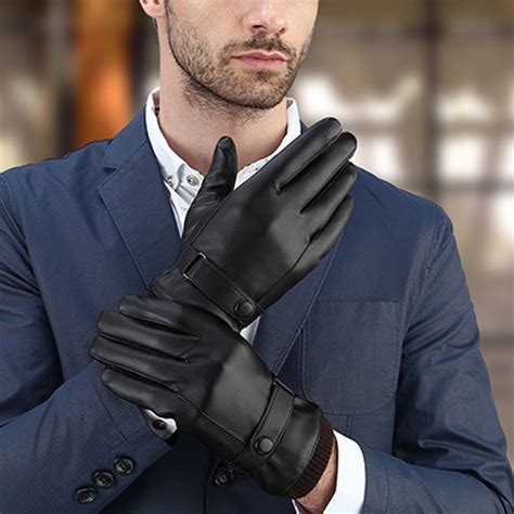 Leather Gloves for Men,Winter Sheepskin Leather Driving Gloves ...