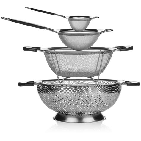 Elite Kitchen Strainer and Colander Set - 4 Piece Stainless Steel ...