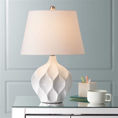 360 Lighting Modern Accent Table Lamp White Ceramic Tapered Drum Shade ...