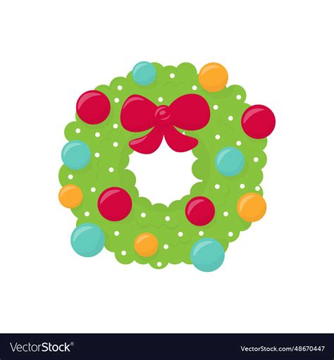 Simple christmas wreath cartoon icon clipart Vector Image