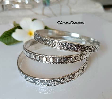 Handmade Silver Bangles 925 Silver Sterling Bangle 3 Set of - Etsy