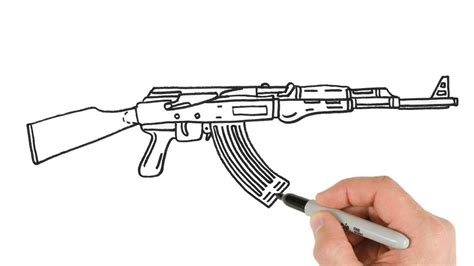 How to Draw AK 47 the Avtomat Kalashnikov | Easy Weapon Drawing - YouTube