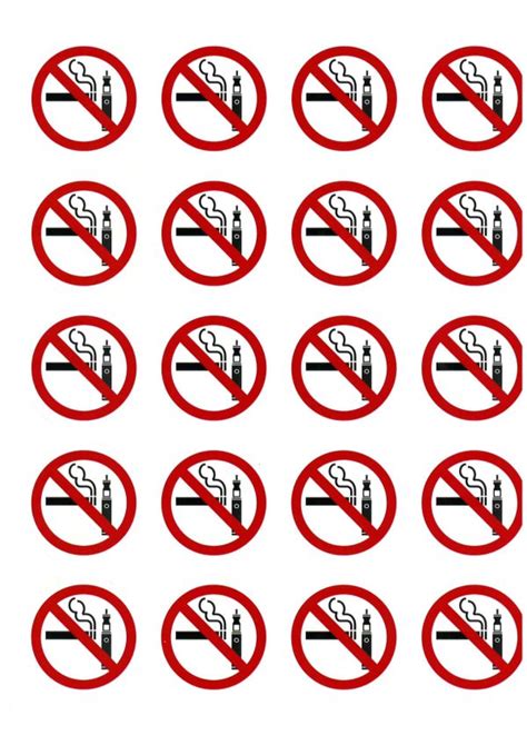 No smoking / No Vaping stickers 5cm - Sheet of 20 - KC Supplies