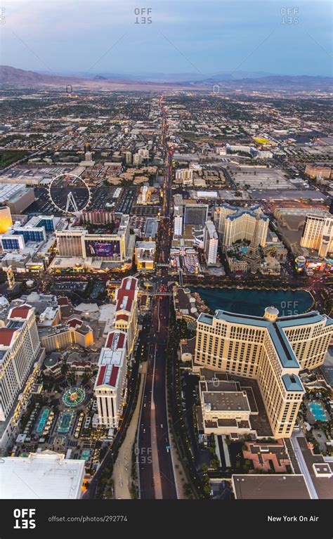 Aerial view of the strip in Las Vegas, NV stock photo - OFFSET