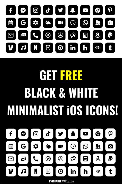 Free Aesthetic iPhone APP Icons: Black & White