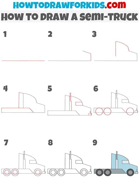 How to draw a semi truck – Artofit