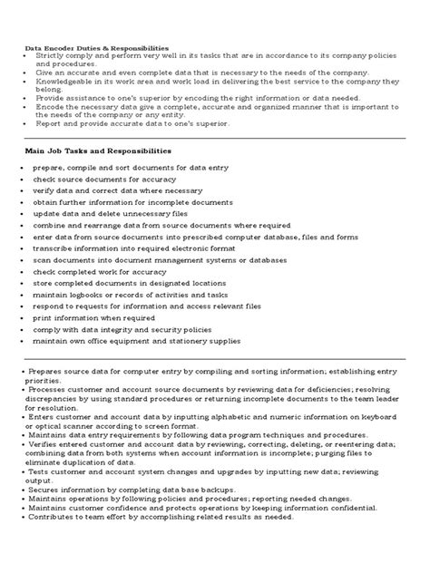 Data Encoder Duties | PDF | Data | Image Scanner